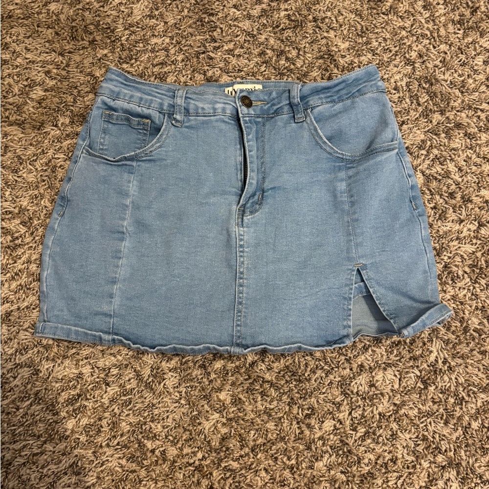light wash denim skort